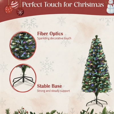 6FT Green Xmas Tree Featuring Color Changing Fibre Optic Lights Ideal ...