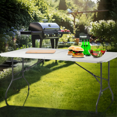 6Ft Heavy Duty Folding Table Portable Plastic Camping Garden Party Catering Outdoor Indoor Use