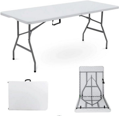 6Ft Heavy Duty Folding Table - Portable Plastic Camping Garden Party Catering Outdoor Indoor Use