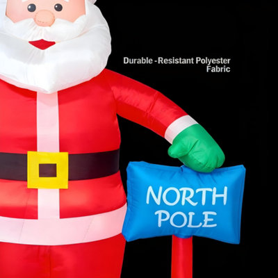 6ft Inflatable Hand Waving Santa Clause with North Pole Sign Board Pre ...