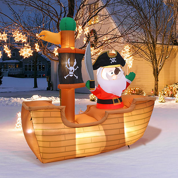 6ft Inflatable Pirate Santa Christmas Yard Decoration Outdoor Xmas