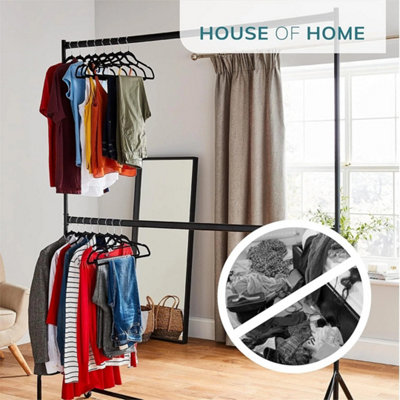 6ft long x 7ft Two Tier Heavy Duty Clothes Rail Garment Hanging Rack In ...