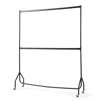 6ft long x 7ft Two Tier Heavy Duty Clothes Rail Garment Hanging Rack In Black - 7