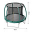 6FT Outdoor Round Trampoline with Safety Net Enclosure Dark Green