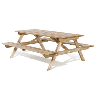 6ft Picnic Bench - Timber - L180 x W150 x H70 cm