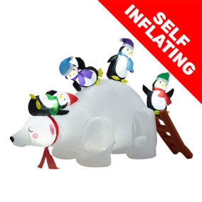 6FT Polar Bear and Penguins Inflatable