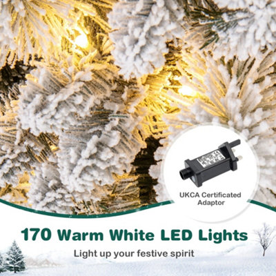 6FT Pop Up Christmas Tree Pre Lit Decorated Baubles LED Lights Flocked ...