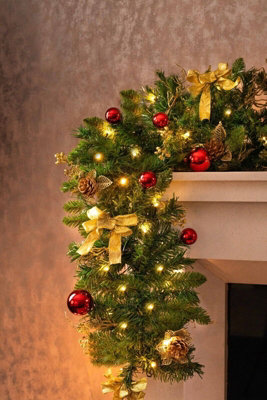 6ft Pre-Lit Artificial Garland with Pinecones & Baubles - 3