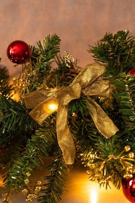 6ft Pre-Lit Artificial Garland with Pinecones & Baubles - 4
