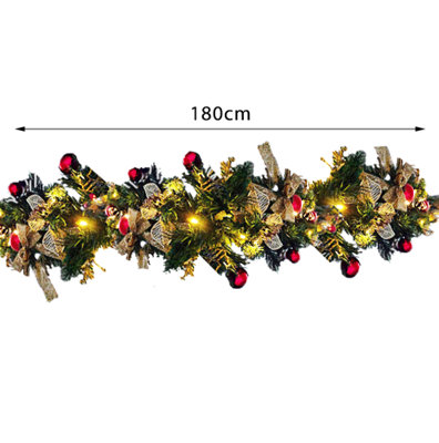 6ft Pre-Lit Artificial Garland with Pinecones & Baubles - 6