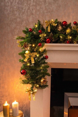 6ft Pre-Lit Artificial Garland with Pinecones & Baubles - 8