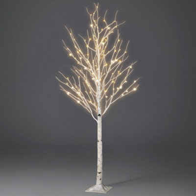 6Ft Pre Lit Birch Tree 160 LED Warm White DIY at B&Q