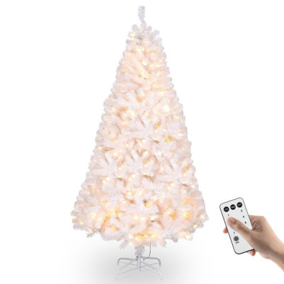 6Ft Pre-Lit Christmas Tree LED White Automatic Xmas Tree with Remote ...