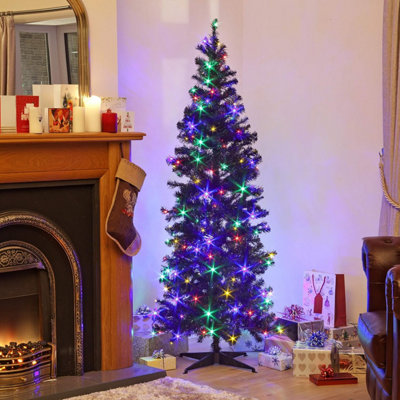 6ft Pre-Lit Deluxe Black Christmas Tree
