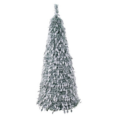 6ft Pre Lit Snow Flocked Slim Artificial Christmas Tree Warm White LED ...