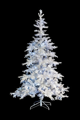 6FT Prelit White Bavarian Pine Snow White Christmas Tree White LEDs