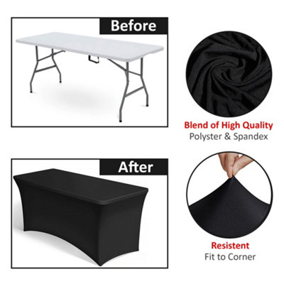6FT Rectangular Stretch Tablecloth Tight Fit Folding Trestle Table Cover 1.8m