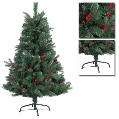 6FT Red Pine Cones and Barriers Christmas Tree