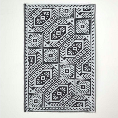 6ft Reversible Outdoor Rug - Grey Diamond