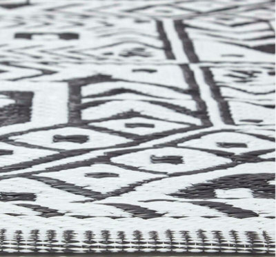 6ft Reversible Outdoor Rug - Grey Diamond