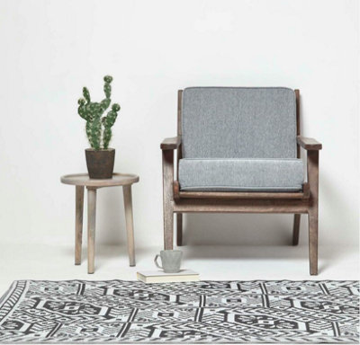 6ft Reversible Outdoor Rug - Grey Diamond