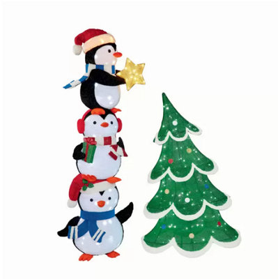 6ft Stacked Penguin Trio with Twinkle LED Lights Indoor & Outdoor ...