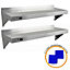 6ft Stainless Steel Catering Bench & 2 x Wall Mounted Shelves