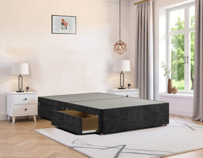 6FT Super king Naples Black Divan Bed Frame With 2 Storage Drawers