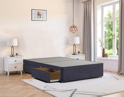 6FT Super king Plush Steel Divan Bed Frame With 2 Storage Drawers