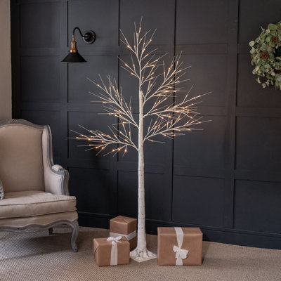 6ft White Birch Twig Tree Pre Lit LED Christmas Decoration Indoor