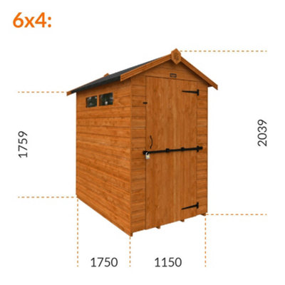6ft x 4ft (1750mm x 1150mm) Horsforth Shiplap Security Apex Shed with 2 Windows (12mm Tongue and Groove Floor and Roof)