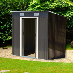 6ft x 4ft Metal Shed, Garden Shed with Double Door - Grey