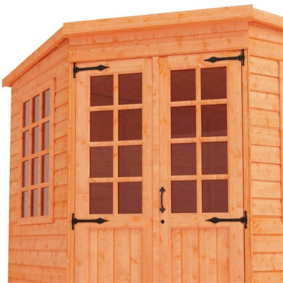 6ft x 6ft (1.75m x 1.75m) Wooden Corner Tongue and Groove APEX Summerhouse (12mm T&G Floor + Roof) (6 x 6) (6x6)