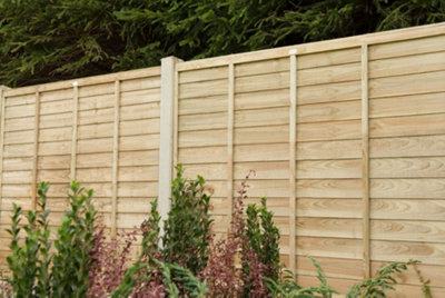 6ft x 6ft (1.83m x 1.83m) Pressure Treated Superlap Fence Panel - Pack of 3