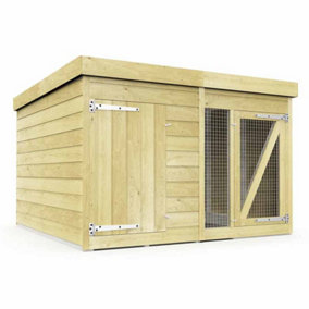 6ft x 6ft Dog Kennel and Run - Wood - L 185 x W 185 x H 127 cm