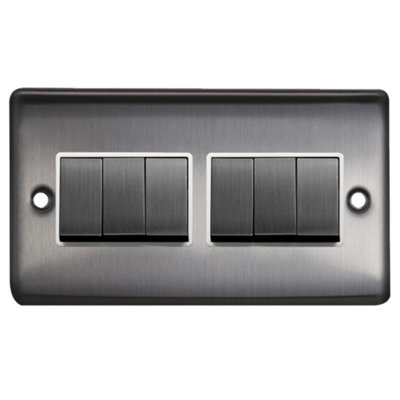6G 2Way 10AX Switch Brushed Chrome, White insert, 5