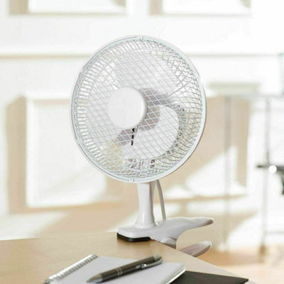 6inch Lightweight Desk Clip Fan Portable Speed Low Noise Oscillation Powerful Airflow Adjustable Tilt 3 Years Guarantee White