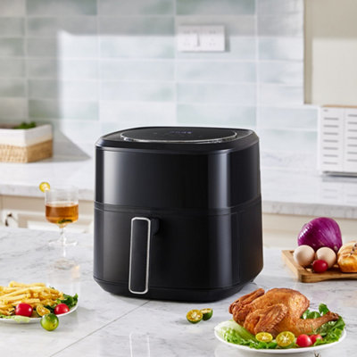 6L Black Air Fryer with Smart Touch Display and Timer 1400W