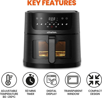 6L Digital Air Fryer Healthy Eating Low Fat Large Fast Cooking Machine with Touch Screen & Adjustable Temperature