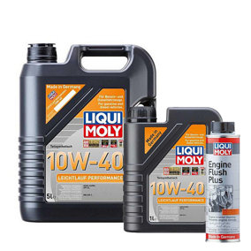 6L Liqui Moly 10W40 Leichtlauf Performance ACEA A3 B3 + ENGINE FLUSH PLUS 300ml