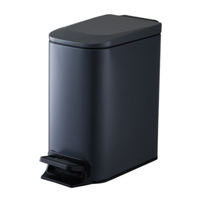 6L Matte Grey Smudge-Resistant Rubbish Bin With Soft-Close Foot Pedal, 15cm W x 28cm D x 30cm H
