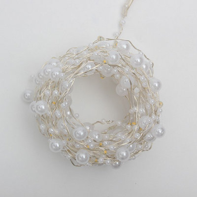 6M 40 LED Pearl Fairy Lights Battery Operated Silver Wire Waterproof Mini Led String Lights