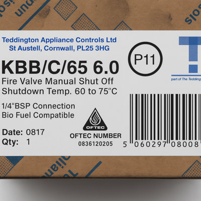 6m Remote Fire Valve - 65 degrees C Manual Shut-Off, 1/4