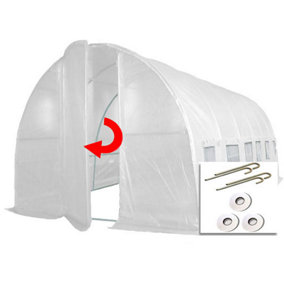 6m x 3m + Ground Anchor Kit (20' x 10' approx) Pro+ White Poly Tunnel