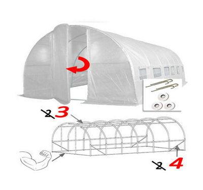 6m x 3m + Ground Anchor Kit (20' x 10' approx) Pro+ White Poly Tunnel