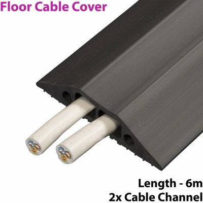 6m x 83mm Heavy Duty Rubber Floor Cable Cover Protector Twin Channel Conduit