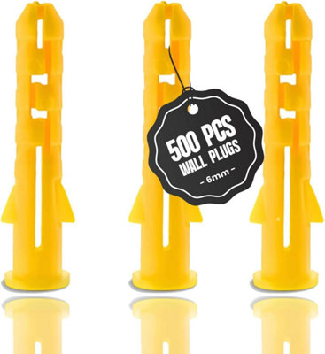 6mm 500pcs Wall Plugs Drywall Anchors Anti Rotation Yellow Wall Plugs ...