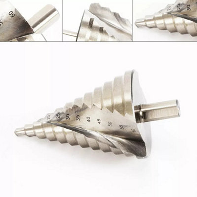 6mm-60mm Large HSS Spiral Groove Step Drill Core Drill Bit Hole Cutter ...