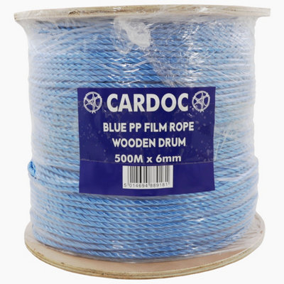 6mm Blue Polypropylene Rope 500M Drum - Ideal for Cable Pulling