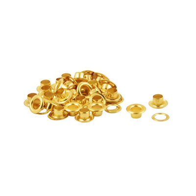 6mm Brass Eyelets with Washers, Rust-Proof Grommets, Gold - 100pcs
